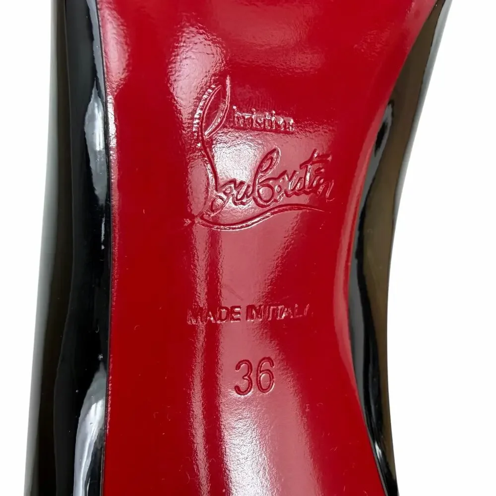 Christian Louboutin Kate 100 Patent Leather Pointed Toe Pump Black  Size 36